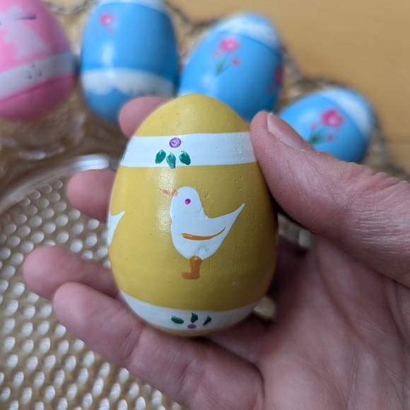 Vintage Lillian Vernon Pastel Hand Painted Wood Easter Eggs| Duck Rabbit - Dozen - Picture 11 of 15